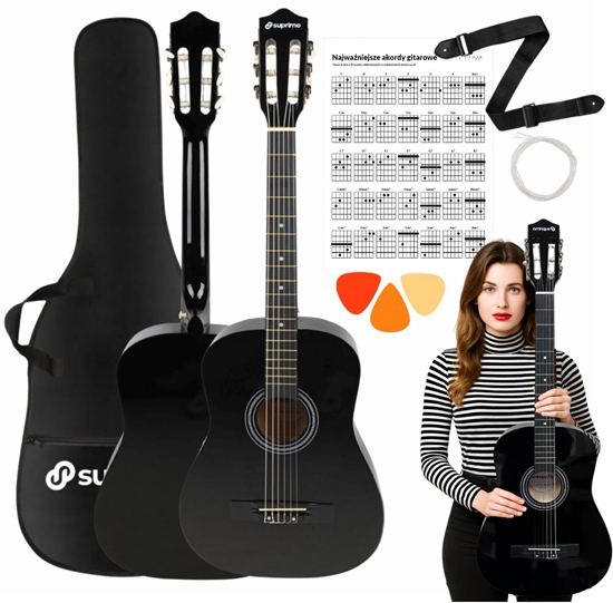 Изображение SUPRIMO CGS2 BK gitara klasyczna 4/4 czarna do nau