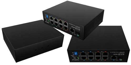 Изображение Przełącznik Light ILFE-8P-1GE-1S-120 Light Industrial POE 4XBT 4XAT  SFP+ ETH DIN FAST Ethernet 