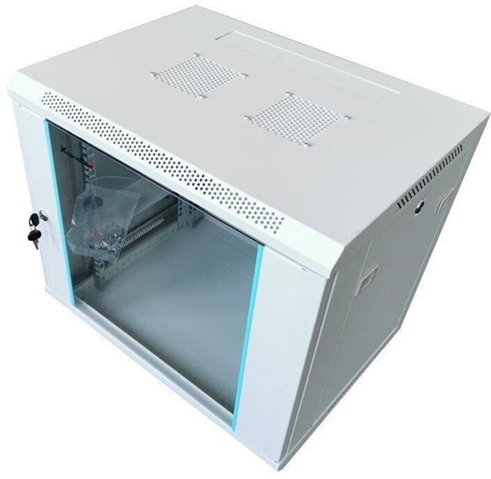 Изображение Szafa XtendLan 19" szafka cienna 12U 600x450, nosno 60 kg, szklane drzwi, rozoony, szary