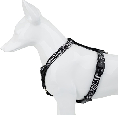 Изображение Szelki dla psa, czarno-biaa zebra, tama polipropylenowa, 16mm/30-60cm