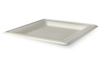 Picture of Šķīvji 21x21cm kvadrātveida, balti, cukurniedru (50gab/iep)