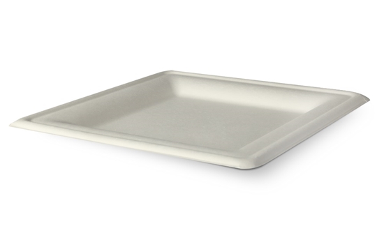 Picture of Šķīvji 21x21cm kvadrātveida, balti, cukurniedru (50gab/iep)