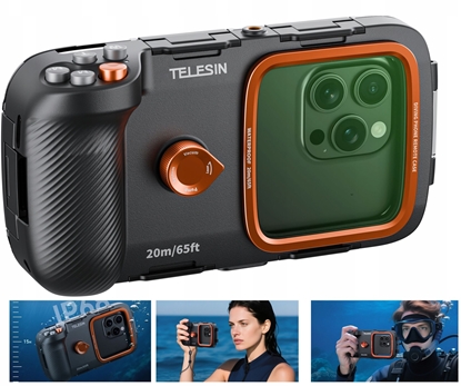 Attēls no Telesin Wodoodporne Etui Case na Telefon Obudowa Podwodna do 20m Bluetooth / P4-WTP-06