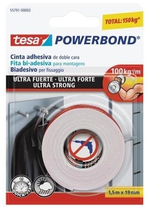 Изображение Tesa Double-Sided Tape Ultra Strong 1,5m x 19mm, White 55791