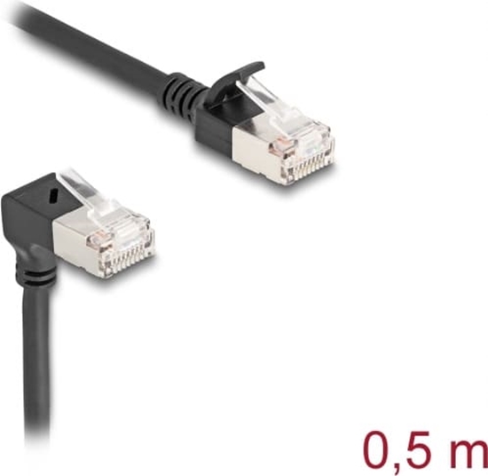 Picture of Tīkla kabelis Cat.6A S/FTP, Slim, 90°, 0.5m, melns, Delock