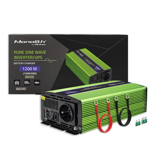 Picture of Tīras sinusoīdas invertors Monolith | akumulatora lādētājs | UPS | 600W | 1200W | 12V uz 230V