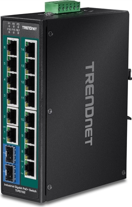 Attēls no Trendnet TI-PG162 16-Port PoE+ Switch DIN-Rail Industrial Gigabit