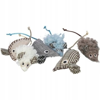 Изображение Trixie Zestaw myszek, dla kota, plusz/poliester, 8 cm, z kocimitk, 72 szt/OPAK