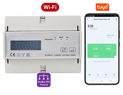 Attēls no Trīs fāžu elektrības skaitītājs | Multi tarifu | Wi-Fi | Tuya aplikācija | Iebūvēts Relejs | Modbus