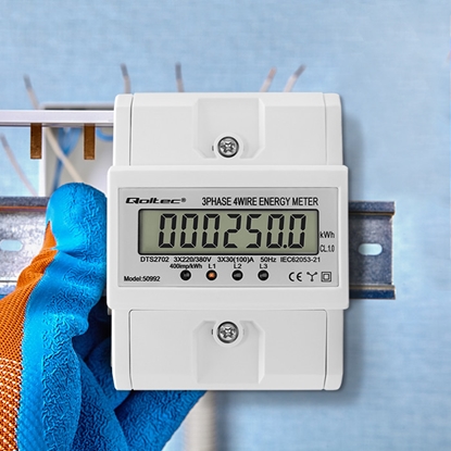 Picture of Trīsfāzu elektroenerģijas skaitītājs | DIN sliede | 400V | 100A | LCD | 4P