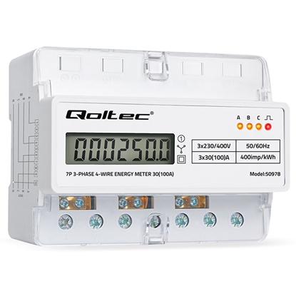 Picture of Trīsfāžu elektroniskais skaitītājs | enerģijas patēriņa skaitītājs DIN sliedei | 400V | 100A | LCD |