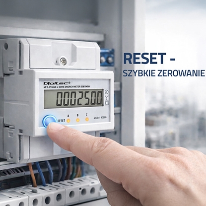 Picture of Trīsfāžu elektroniskais skaitītājs ar atiestatīšanu | DIN sliedes enerģijas patēriņa skaitītājs | 40