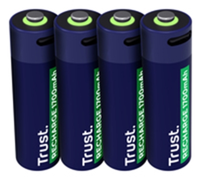 Изображение Trust USB-C rechargeable AA batteries  4 gab. - Uzladejamas baterijas