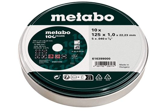 Изображение Universālais griešanas disks Metabo 616399000; 125 x 1 x 22,23 mm; 10 gab.