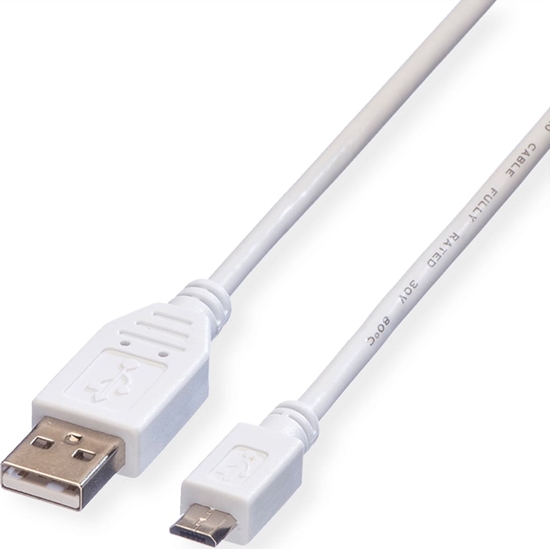 Picture of USB 2.0  kabelis A-microB, M/M, 0.8m, balts, Value