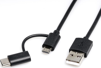 Изображение USB 2.0  kabelis microB  M -TypeC M,  OTG, melns, 1.0m