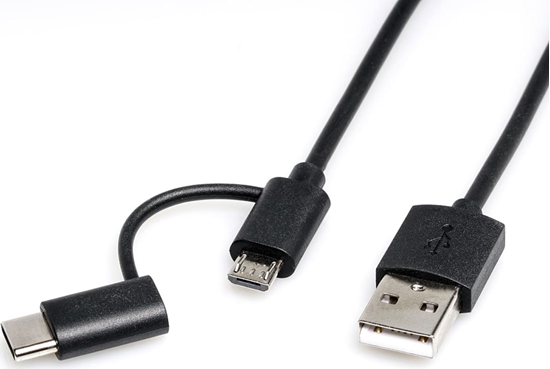Изображение USB 2.0  kabelis microB  M -TypeC M,  OTG, melns, 1.0m
