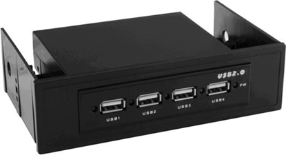 Attēls no USB 2.0 Hub, inter. 3.5/5.25 , 4 Portu, melns