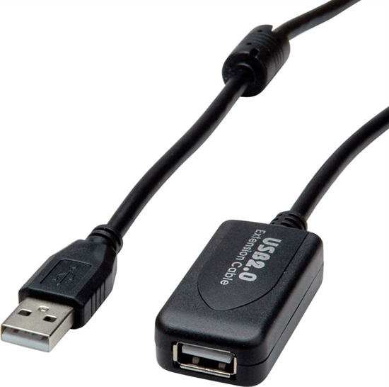 Picture of USB 2.0 kabelis aktīvais M / F ar pastiprinātāju, melns, 10m, Standard