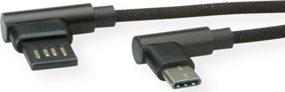 Изображение USB 2.0 kabelis TypeA - TypeC, 90 leņķī, M / M, 80cm, melns, Roline