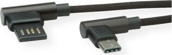 Изображение USB 2.0 kabelis TypeA - TypeC, 90 leņķī, M / M, 80cm, melns, Roline