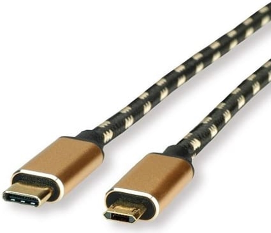 Изображение USB 2.0 kabelis TypeC > microB, M/M, 4.5m, Roline Gold