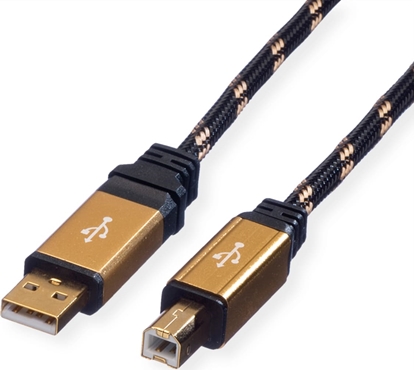 Изображение USB 2.0 kabelis, tips A-B, 1.8m, Roline Gold