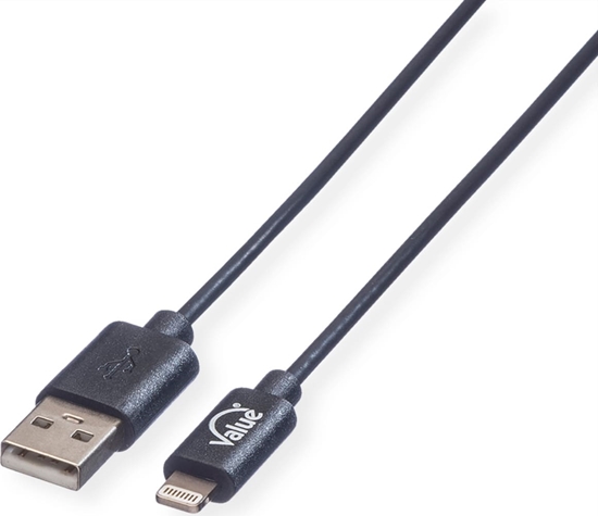 Picture of USB kabelis iPhone, iPod, iPad 1.8m, melns, VALUE
