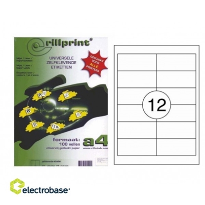 Изображение Uzlīmes A4 RILLPRINT, 97x42.3mm, 100 loksnes, 12 gab. loksnē