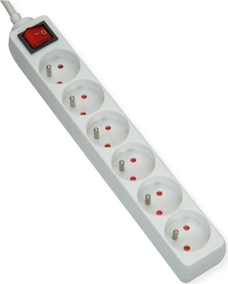 Attēls no Value Power Strip, 6-way UTE, with Switch, white, 1.5 m