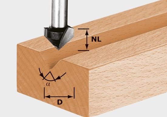 Изображение V-formas gropju frēze Festool; HW; 7/50 mm