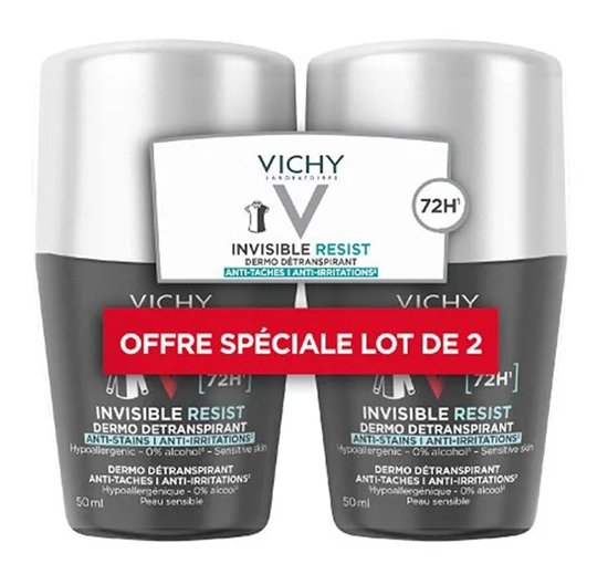 Изображение Vichy Homme Invisible Resist Deodorant 72H / 2 x 50 ml