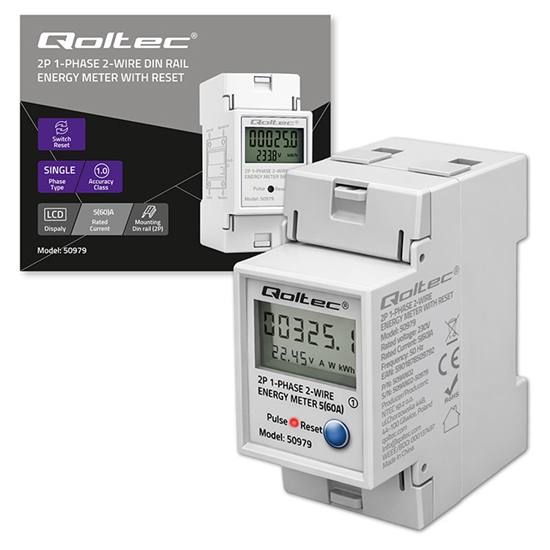 Picture of Vienfāzes elektroenerģijas skaitītājs | DIN | RESET | periodiskais / nepārtrauktā uzskaite | 60A