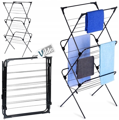 Attēls no Vilde Suszarka na pranie metalowa czarna pionowa 61x58x136cm VILDE 568003