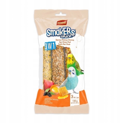 Attēls no Vitapol Smakers 3w1 dla papuki falistej w folii, (jajeczny, miodowy, owocowy), 130 g, 6 szt./display