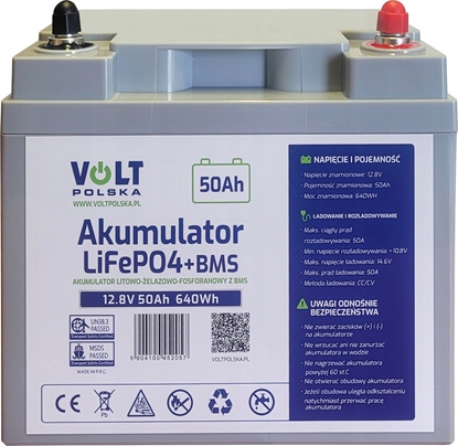 Attēls no Volt Akumulator LiFePO4 12V 50 Ah (50A)