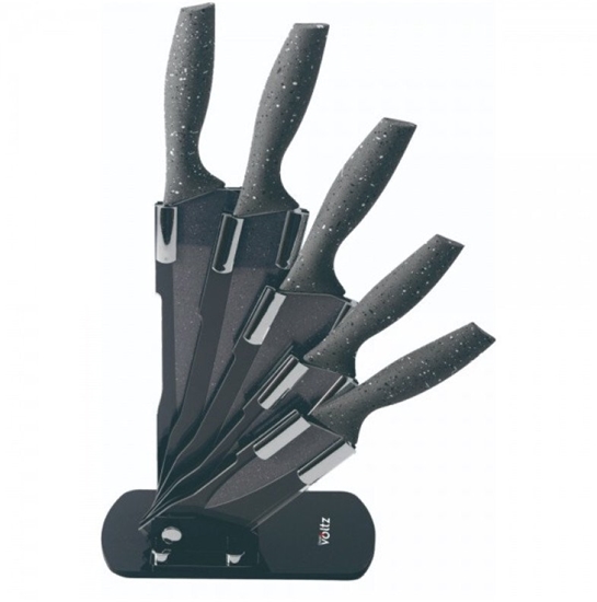 Изображение Volt Zestaw noy 5 sztuk z marmurowym pokryciem statyw akrylowy szary Oliver Voltz 50V51633H5 50V51633H5 (3800237045044)