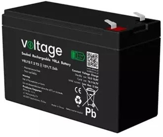 Picture of voltage Akumulator AGM Voltage Long Life 12V 7,2Ah VEL12-7.2 T2 (ywotno 15 lat)