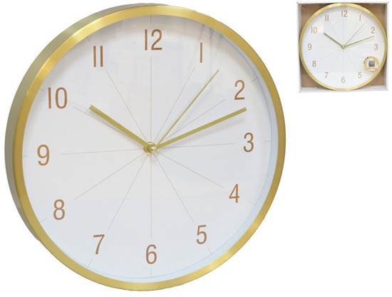 Picture of Wall Clock 30 cm, Gold, 30 x 30 x 4 cm, DECORLIFE