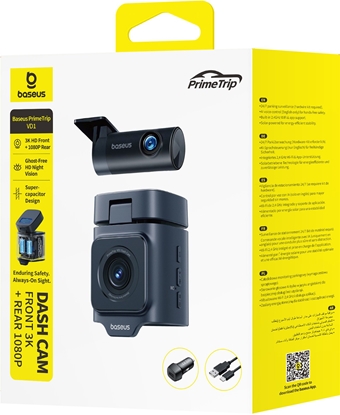 Attēls no Wideorejestrator Baseus Wideorejestrator Baseus PrimeTrip VD1 Pro kamera samochodowa 4K+1080p z akumulatorem - czarny