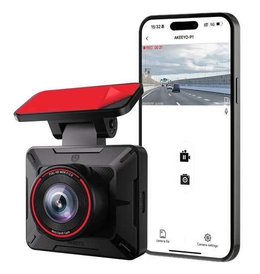 Изображение Wideorejestrator Dod Tech Kamera samochodowa AKEEYO P1 wideorejestrator FullHD 30fps - czarna