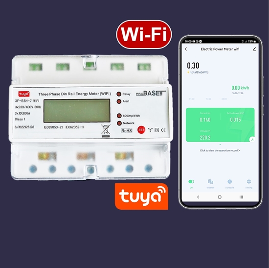 Picture of Wi-Fi trīsfāžu elektroenerģijas skaitītājs iOS, Android | Iesl./Izsl. Relejs | 3x230/400V, 80A