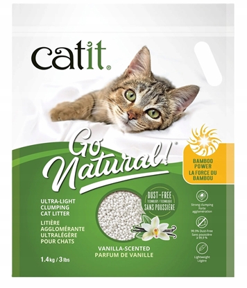 Изображение wirek dla kota Catit Go Natural* Ultra-light, wirek, dla kota, mocno zbrylajcy, waniliowy, z dezodorantem, na bazie bambusa, 1,4 kg
