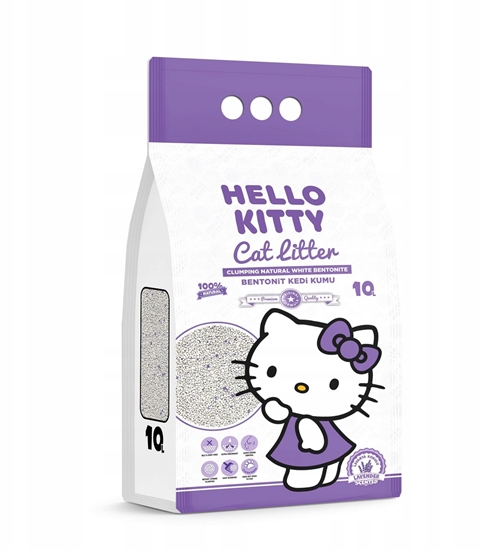 Изображение wirek dla kota HelloKitty Hello Kitty, wirek bentonit dla kota, lawendowy 10L