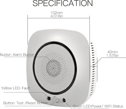 Attēls no Wireless smart smoke detector with siren Wi-Fi TUYA / Smart Life