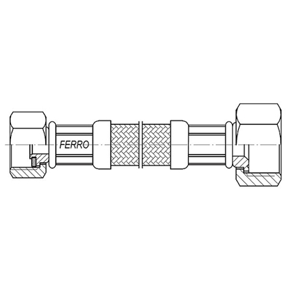 Изображение Wyk przyczeniowy Ferro W w oplocie stalowym nakrtno-nakrtny 1/2 x 3/4" 35cm + uszczelka (PWS72)