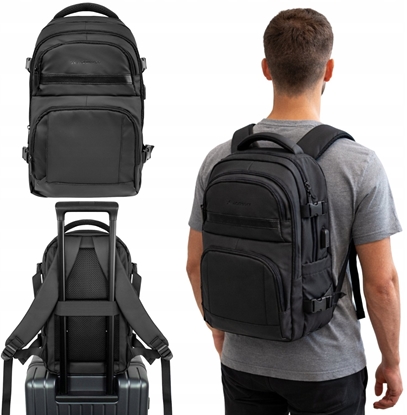Attēls no Wozinsky Plecak Wozinsky WPW-20L z kieszeni na laptopa podróny 40x20x25 cm do luku bagaowego - czarny