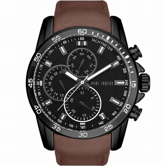 Picture of Zegarek mski Paul Lorens MATIAS czarny z brzowym paskiem