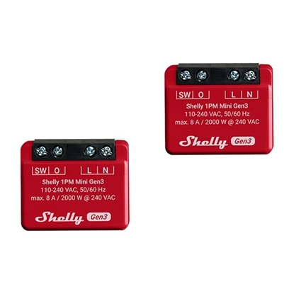 Изображение Shelly Zestaw 2 Sterowników Shelly 1PM Mini Gen3 WiFi/Bluetooth
