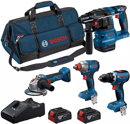 Attēls no Zestaw elektronarzdzi Bosch ZESTAW COMBI GSR+GDX+GBH+GWS+2x5+1xEXBA5